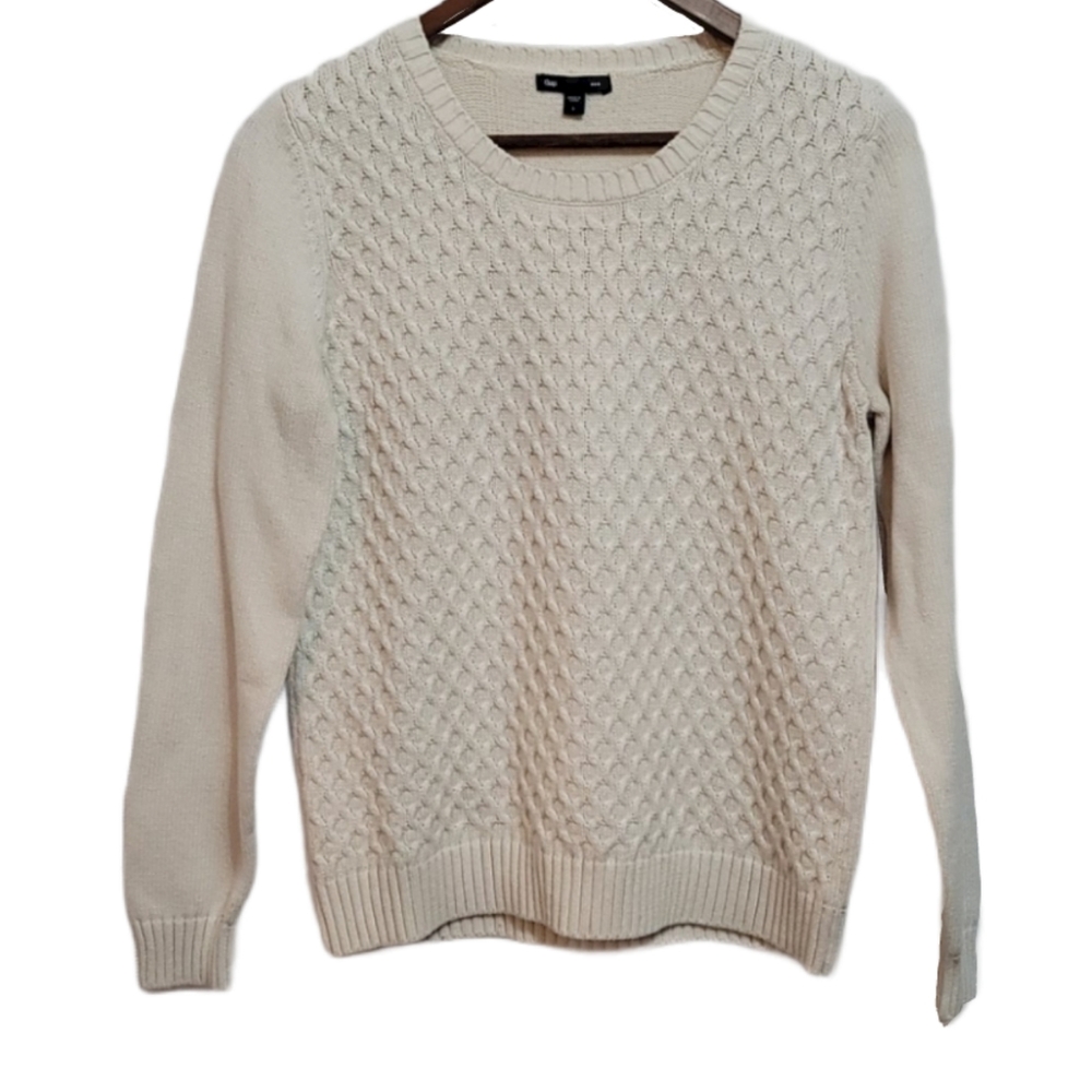 Gap Cream Cable Knit Crewneck Sweater Large